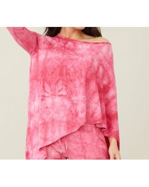 French Kyss Soft Stretch Asymmetrical Tie Dye Top - Pink