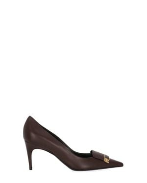 Sergio Rossi Bordeaux Arrowhead Decorative Plaque Pumps - Brown