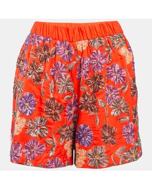 Maje Floral Sequin Embroidered Crepe Izul Shorts