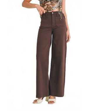 Jbd. High Rise Mini Patch Pocket Wide Leg Jean - Brown