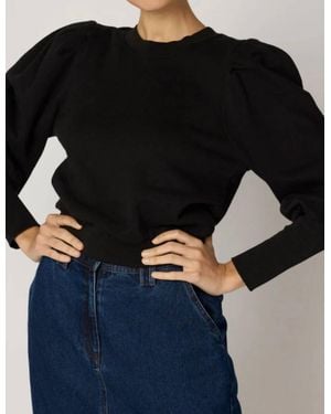Cleobella Indi Puffed High Cuff Sleeves Sweatshirt - Black