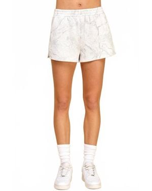 TCEC Camouflage Print High Waisted Sweat Short - White