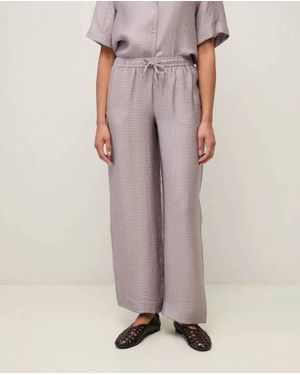 Yerse Greta Flowy Wrinkle Effect Wide Leg Pants - Purple