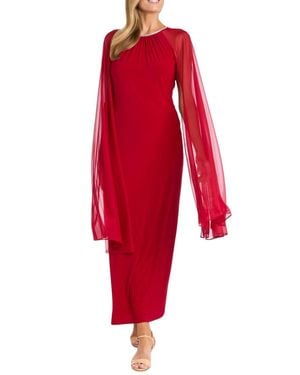 R & M Richards Rhinestone Neck Long Evening Dress - Red