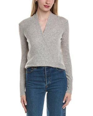Sofiacashmere Modern Faux Wrap Wool & Cashmere-Blend Sweater - Gray