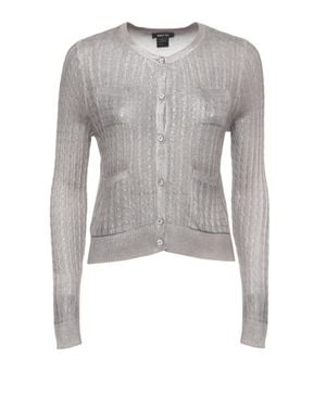 Avant Toi Cotton Crewneck Cardigan - Gray