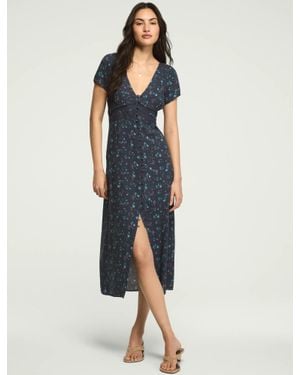 Lucky Brand Lace Trim Simone Midi Dress - Blue