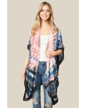 TRUEDAMES Tie Dye Boho Kimono - Blue