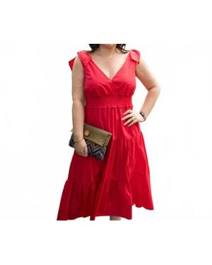 Cotton Bleu Smocking Detailed Waist Tiered Dress