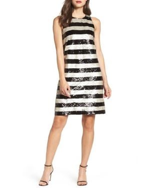 Eliza J Reversible Sequin Striped Shift Cocktail Dress - Multicolor