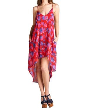 Honey Punch Floral High Low Dress - Red