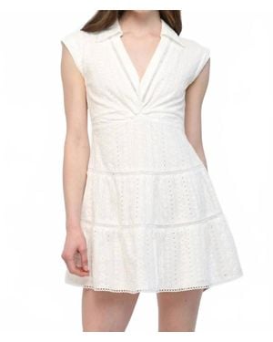 Fate Eyelet Twist-Front Dress Mini Dress - White