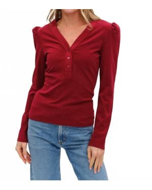 Six Fifty Emily Long Sleeve Ribbed Top - Red