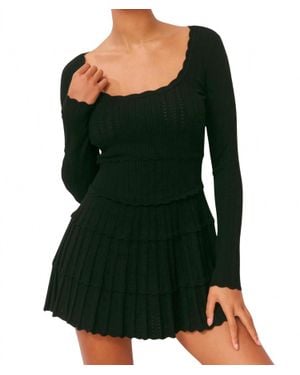 LoveShackFancy Stretch Pointelle Mini Dress in Black | Lyst