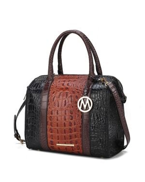 MKF Ember Faux Crocodile-Embossed Vegan Leather Large Satchel Handbag - Green