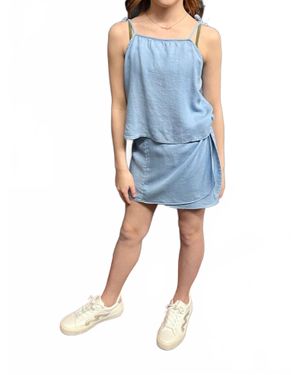 Sadie & Sage Soft Breeze Chambray Skirt - Blue