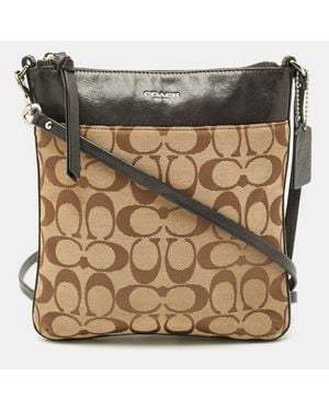 COACH Swingpack Dark/ Signature Canvas And Leather Crossbody Bag - Metallic