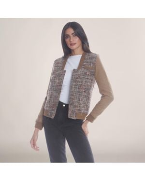 Members Only Updated Tweed Varsity Jacket - Gray