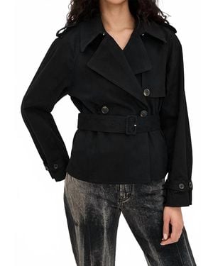 GOOD AMERICAN Cropped Trench Jacket - Black