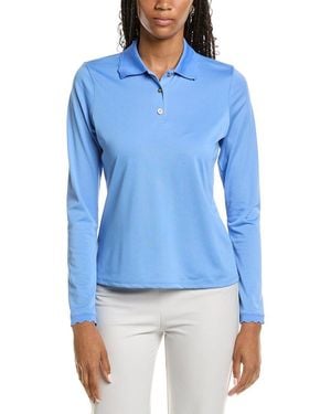 Stella Parker Scallop Pique Polo Shirt - Blue