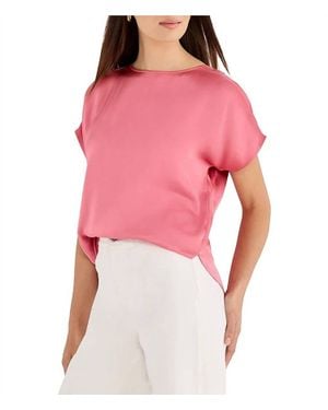 NIC+ZOE Day Gloss Scoop Neck Cap Sleeve Tee - Pink