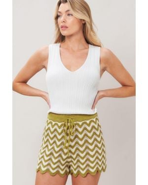 TRUEDAMES Sunset Stitch Crochet Knit Shorts - Multicolor