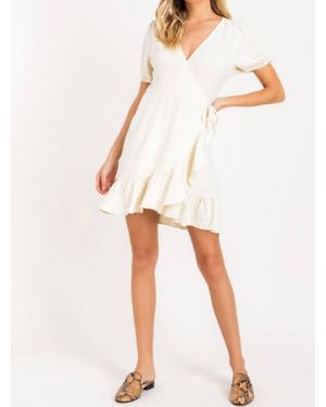 Lush Linen Wrap Mini Dress - White