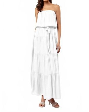 Naked Zebra Maxi Tiered Tube Dress With Elasticized Waist - White