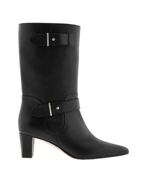 Bally Denice 55 Leather Mid-Calf Boots, Brand Size 36.5 Us Size 6 - Black