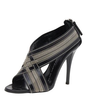 Giuseppe Zanotti Leather Chain Crisscross Sandals - Black