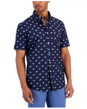 Club Room 100168368Mn Poplin Shirt Regular Fit Button-Down Mcww5 - Blue
