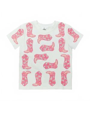 Belle Cher Girls Cowgirl Short Sleeve Shirt - Pink