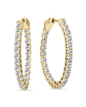 SSELECTS 3 Carat Tw Oval Diamond Hoop Earrings With Push Button Locks - Metallic