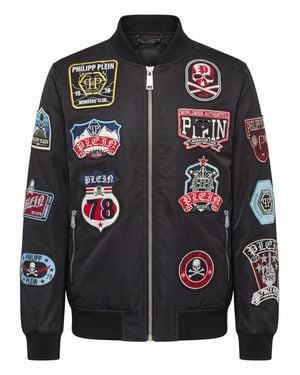 Philipp Plein Nylon Bomber Patches - Black