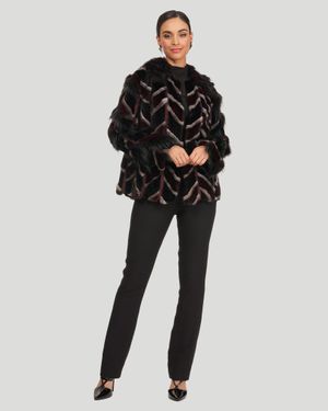 Gorski Mink And Fox Intarsia Jacket - Black
