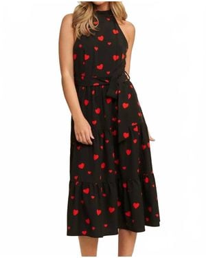 Sweet Generis Heart Print Halter Dress - Black