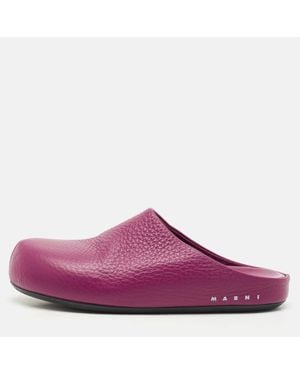 Marni Leather Fussbett Sabot Mules - Purple
