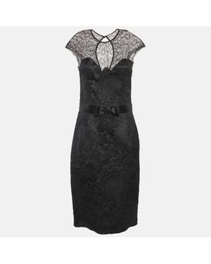 Roberto Cavalli Class Brocade Lace Short Dress - Black