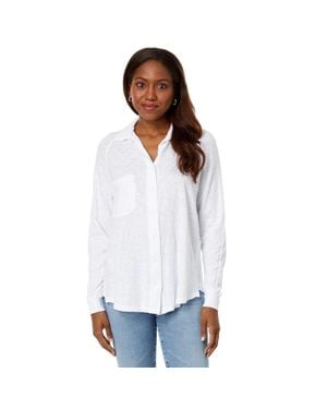 Bobi Top Cotton Button Front Raglan Sleeve Ddr2524 - White