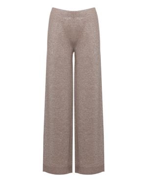 D. EXTERIOR Lurex Wide-Leg Wool Pants - Brown