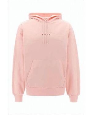 Marni Pastel Relaxed Fit Hoodie With Front Kangaroo Pocket - Pink