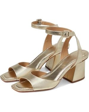 Bernardo Nyack Sandals Champagne Ankle Strap Block Heel Htat1094 - Metallic