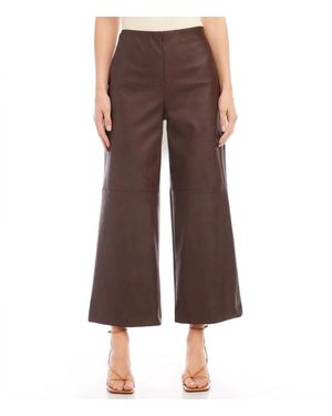 Karen Kane Belen Vegan Faux Leather Cropped Pant - Brown