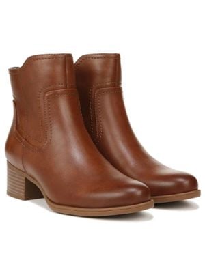 Naturalizer Kelby Boots Almond Toe Block Heel Bootie Lion351 - Brown