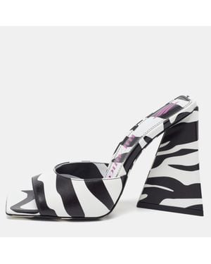 The Attico Zebra Print Leather Devon Open Toe Sandals - Blue