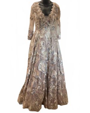 Mambo Couture Long Sleeve Sequin Gown - Brown