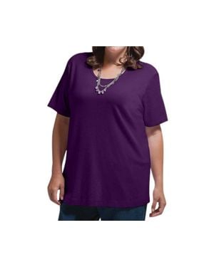 On The Plus Side Solid Short Sleeve U-Neck Tee - Purple