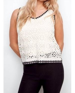 Charlie b Cotton Blend Crochet Sleeveless Top - White