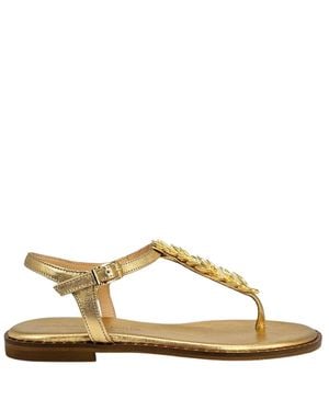 Madison Maison Leather Leaf Flat Thong Sandal - Brown