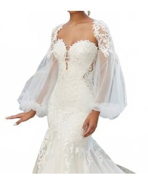 Mori Lee Tie Back Bishop Sleeves - Gray